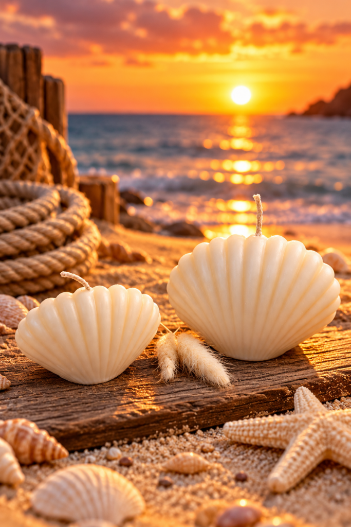 Stilvolle Muschelkerze