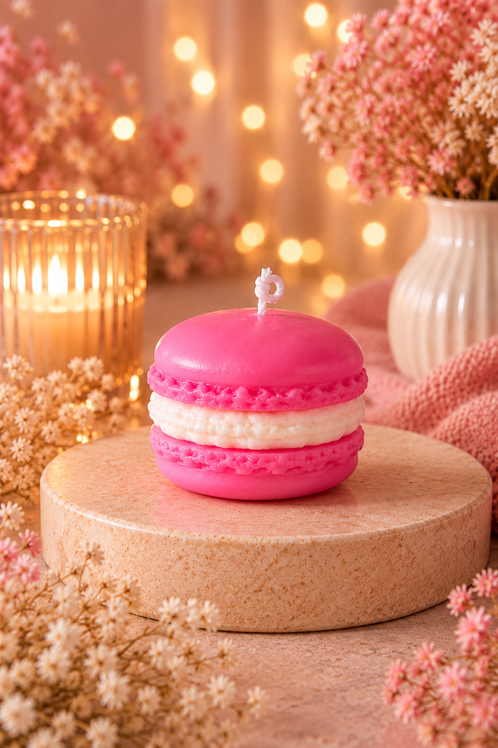 Süße Macaron-Kerze